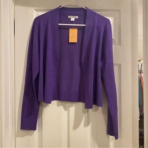 Eclectic open front crop cardigan, purple, large